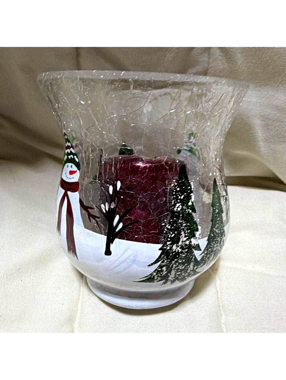 Yankee Candle Cranberry Chutney Mini Votive w/ Winter Glass Holder